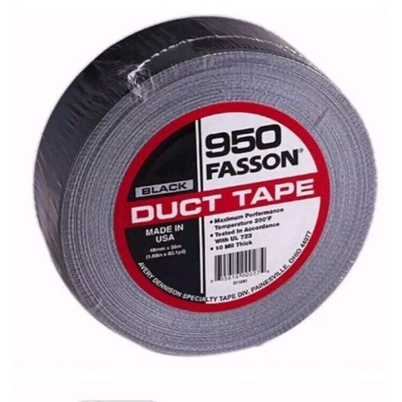 NEW AVERY DENNISON FASSON 950 Duct Tape Black (1.88 x 60.01 yd) Made in USA - Picture 9 of 10